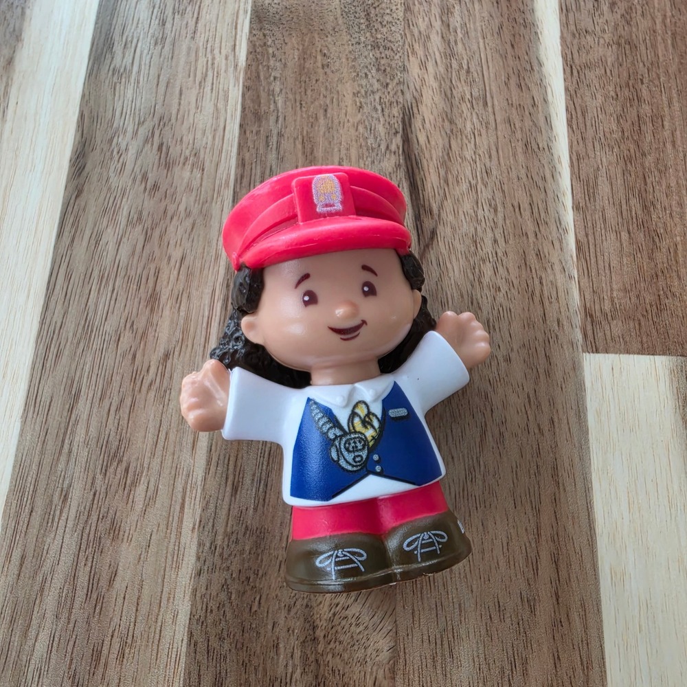 Fisher-Price Little People Train Conductor Pilot Figure Red Hat 2016 Mattel Toy